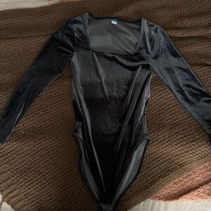Black Velvet Long Sleeve Bodysuit